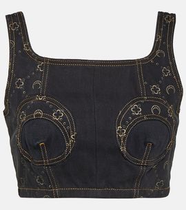 Marine Serre Marine Serre Regenerated cropped denim bustier