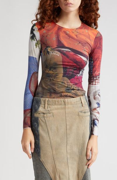 Marine Serre Marine Serre Scarf Print Recycled Jersey Top