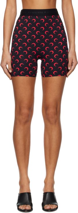 Marine Serre Marine Serre SSENSE Exclusive Black Moon Printed Jersey Biker Shorts