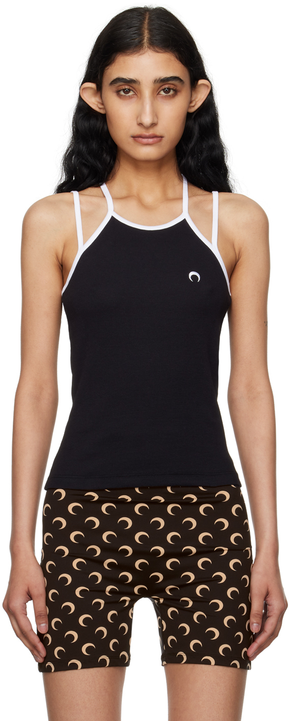 MARINE SERRE ブラック Tennis Court キャミソール Marine Serre - SSENSE Exclusive Black Tennis Court Tank Top