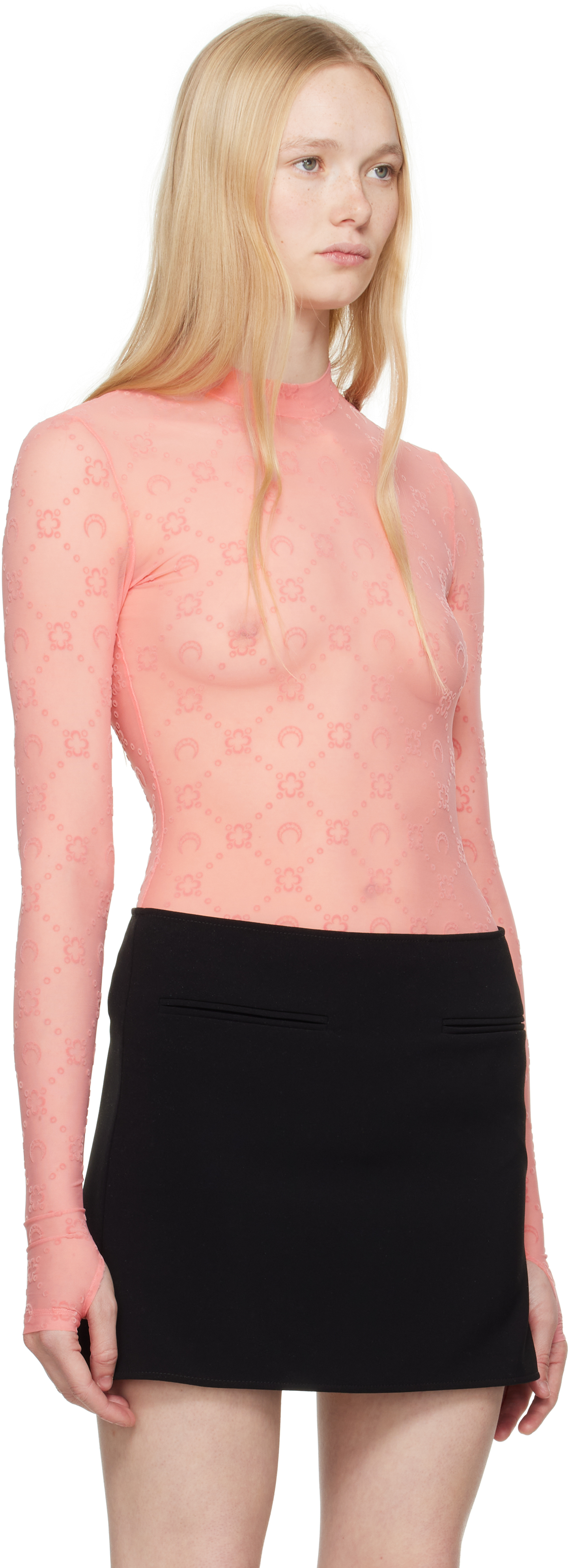 Marine Serre - SSENSE Exclusive Pink Moonogram Flock Second Skin T