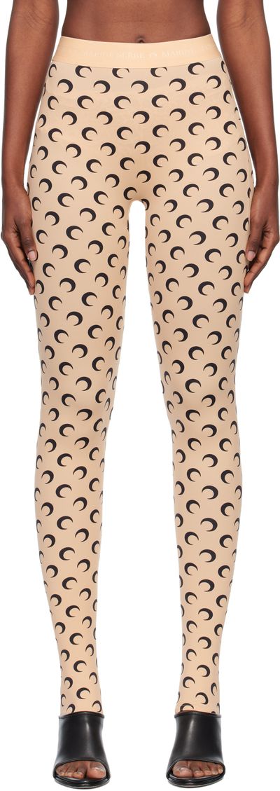Marine Serre Marine Serre Tan Recycled Moon Jersey Stirrup Leggings