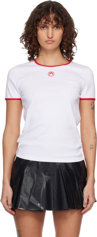 Marine Serre Marine Serre White Moon Logo Bicolor Baby Fit T-shirt