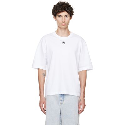 Marine Serre Marine Serre White Moon Logo Jersey Loose Fit T-shirt