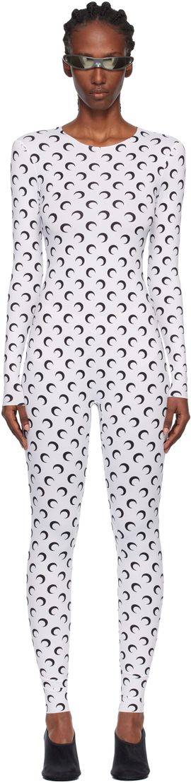 Marine Serre Marine Serre White Recycled Jersey Moon Catsuit