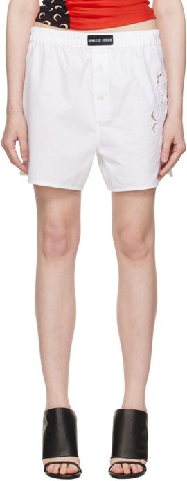 Marine Serre Marine Serre White Regenerated Household Linen Shorts
