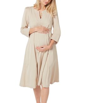 Marion Marion Women's Empire Waist Maternity & Nursing Midi Tea Dress in Tencel