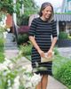 Marion Marion Women's Knee Length Striped Maternity & Nursing Sweater Dress in Cotton Knit - 2