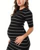 Marion Marion Women's Knee Length Striped Maternity & Nursing Sweater Dress in Cotton Knit - 5