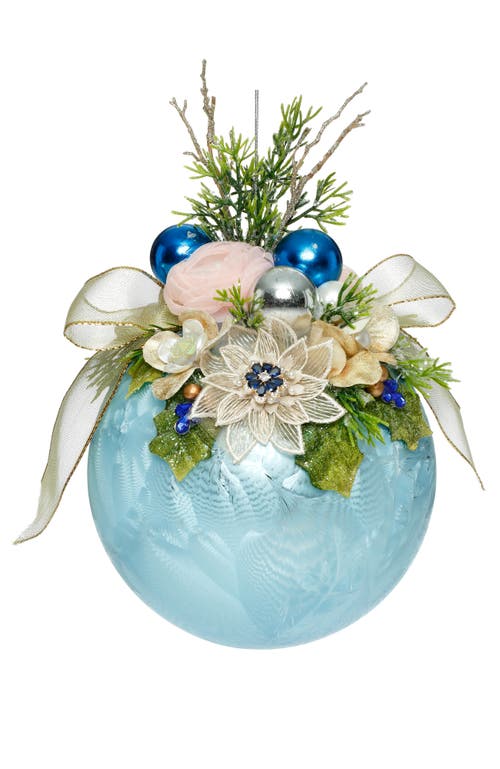 Mark Roberts Mark Roberts Floral Jeweled Ornament, Frosted, Light Blue