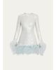 Markarian Althea Feather-Trim Sequined Long-Sleeve Mini Dress - 1