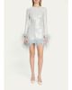 Markarian Althea Feather-Trim Sequined Long-Sleeve Mini Dress - 2