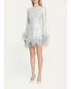 Markarian Althea Feather-Trim Sequined Long-Sleeve Mini Dress - 4