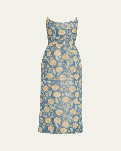 Markarian Cypress Dusk Strapless Column Midi Dress