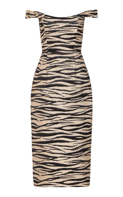 Markarian Markarian Amina ZebraStriped Twill Midi Dress