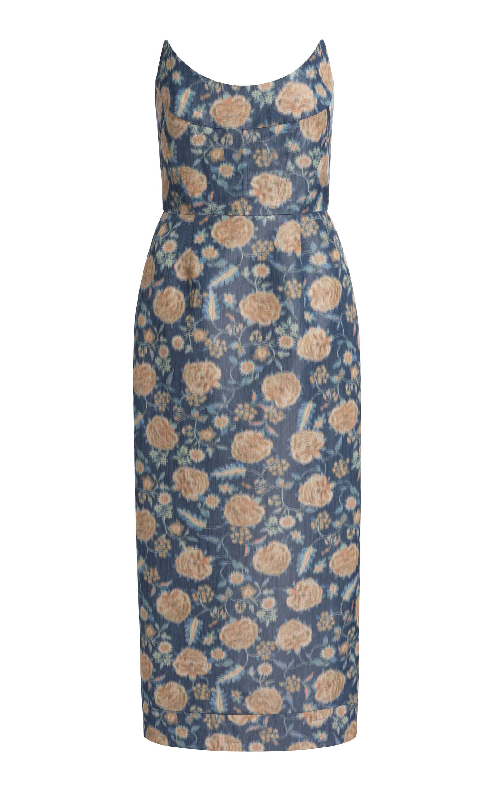 Markarian Markarian Cypress Dusk Marigold Ikat Midi Dress