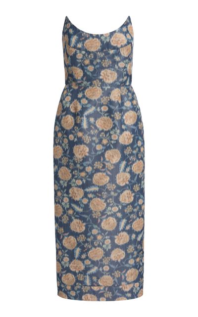 Markarian Markarian Cypress Dusk Marigold Ikat Midi Dress