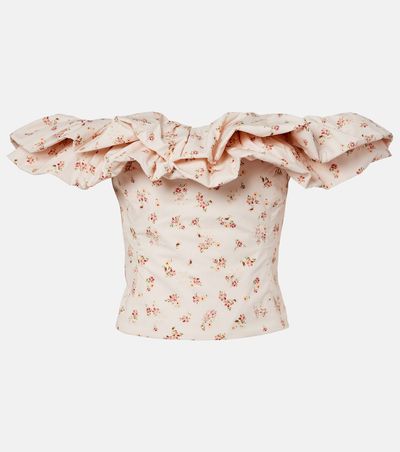 Markarian Markarian Dalia floral off-shoulder cotton top