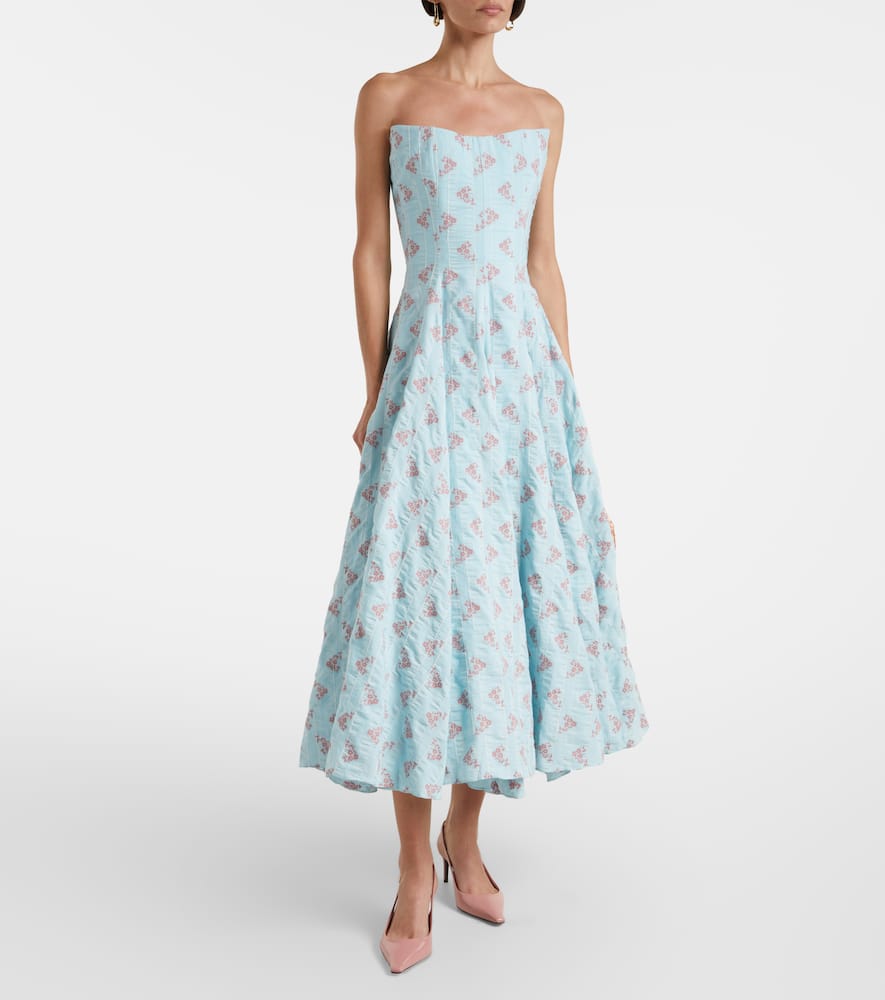 white christmas dresses Ecru floral print midi dress – Erin main image 1