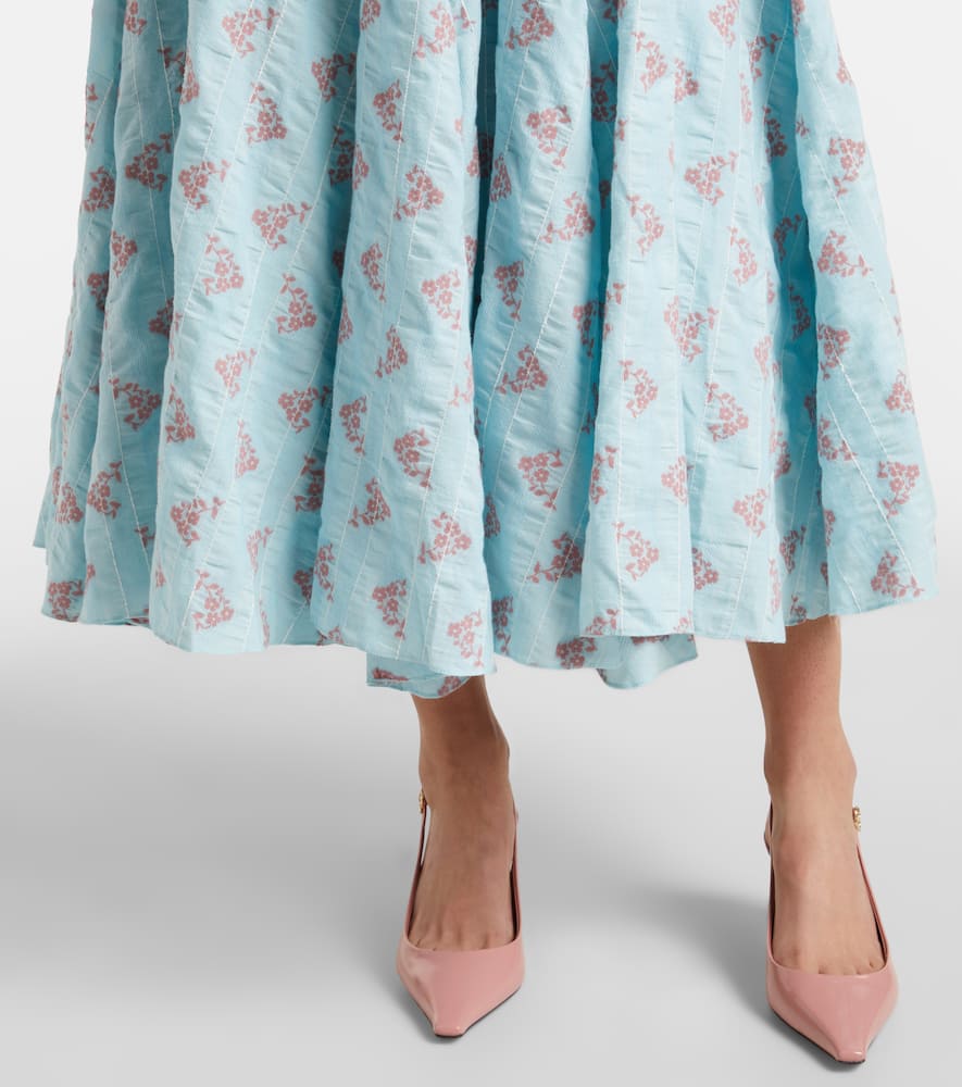 white christmas dresses Markarian - Markarian Rousseau Floral Brocade Midi Dress in Burgundy Metallic Daisy 2 main image 1