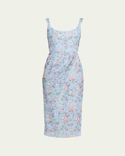 Markarian Marla Floral-Lace Wrap Midi Dress