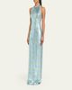 Markarian Nerine Gingham Sequined Halter Column Gown - 4