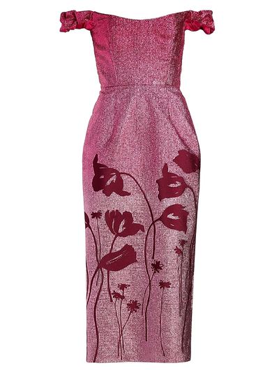Markarian Women's Amina Floral Metallic Ombre Off-The-Shoulder Midi-Dress