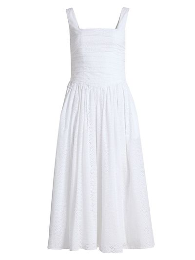 Markarian Women's Maeve Ruched Eyelet Cotton Midi-Dress