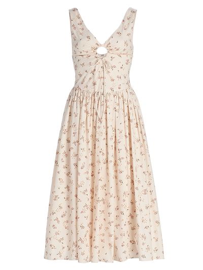 Markarian Women's Penelope Floral Cotton Keyhole Midi-Dress