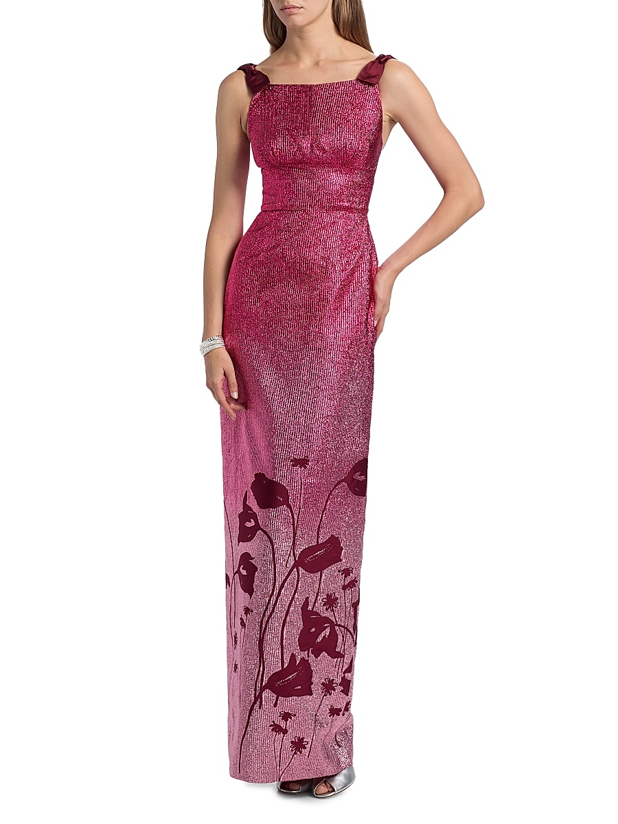 Markarian - Women's Solange Floral Metallic Ombre Column Gown