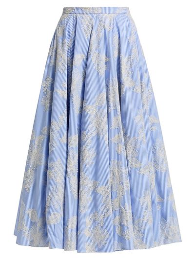 Markarian Women's Soleil Floral-Embroidered Pinstripe Midi-Skirt