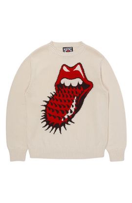 MARKET MARKET MKT Rolling Stones Spiked Logo Cotton Crewneck Sweater