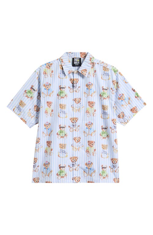 MARKET MARKET Stripe Teddy Graphic Button-Up Shirt