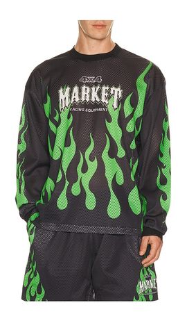 Market Market Toxic Flames Long Sleeve Mesh Jersey