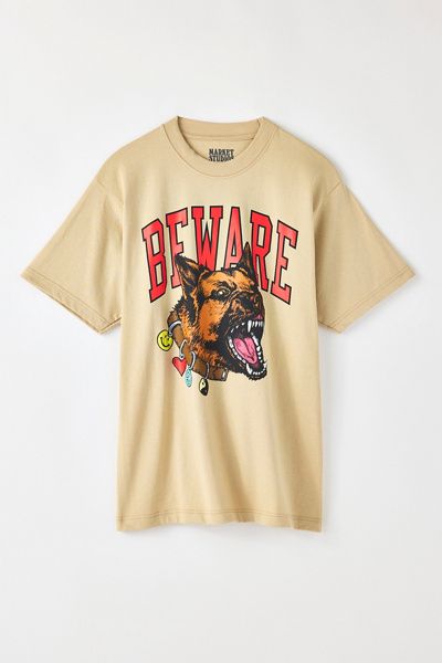 Market Studios Market Studios Beware Graphic Tee in Natural, Men's at Urban Outfitters