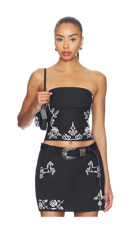Markgong Markgong Floral Embroidered Tube Top