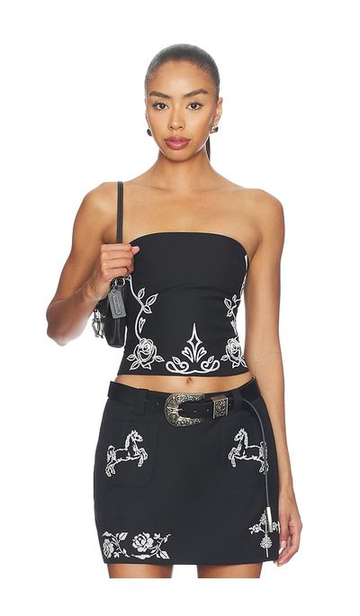 Markgong Markgong Floral Embroidered Tube Top