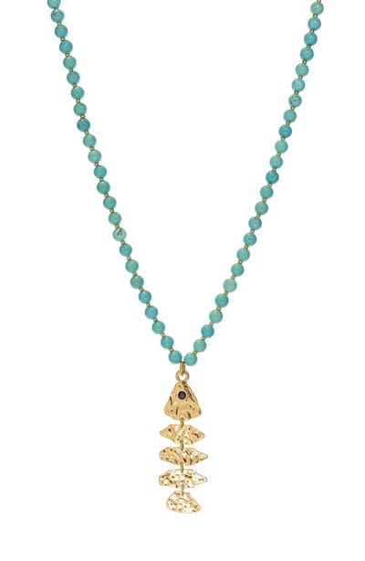MARLYN SCHIFF MARLYN SCHIFF Liv Turquoise Bead Fish Pendant Necklace