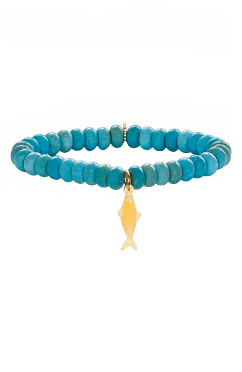 MARLYN SCHIFF MARLYN SCHIFF Nori Fish Charm Jade Beaded Stretch Bracelet