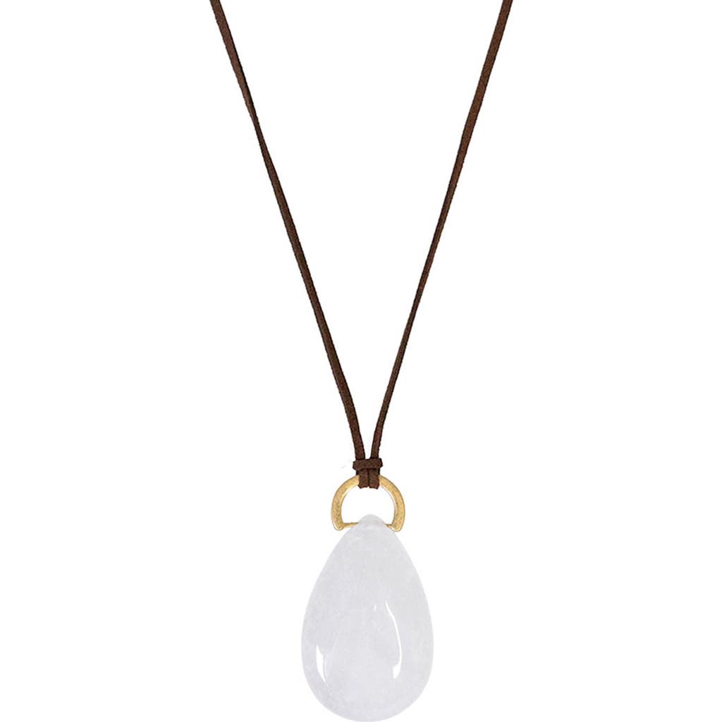 MARLYN SCHIFF MARLYN SCHIFF Tessa White Agate Teardrop Charm Cord Pendant Necklace 