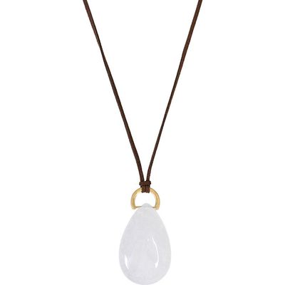 MARLYN SCHIFF MARLYN SCHIFF Tessa White Agate Teardrop Charm Cord Pendant Necklace 