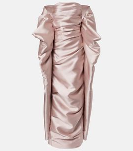 Marmar Halim Marmar Halim Caped satin bustier gown