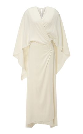 Marmar Halim Marmar Halim CapeDetailed Georgette Wrap Midi Dress
