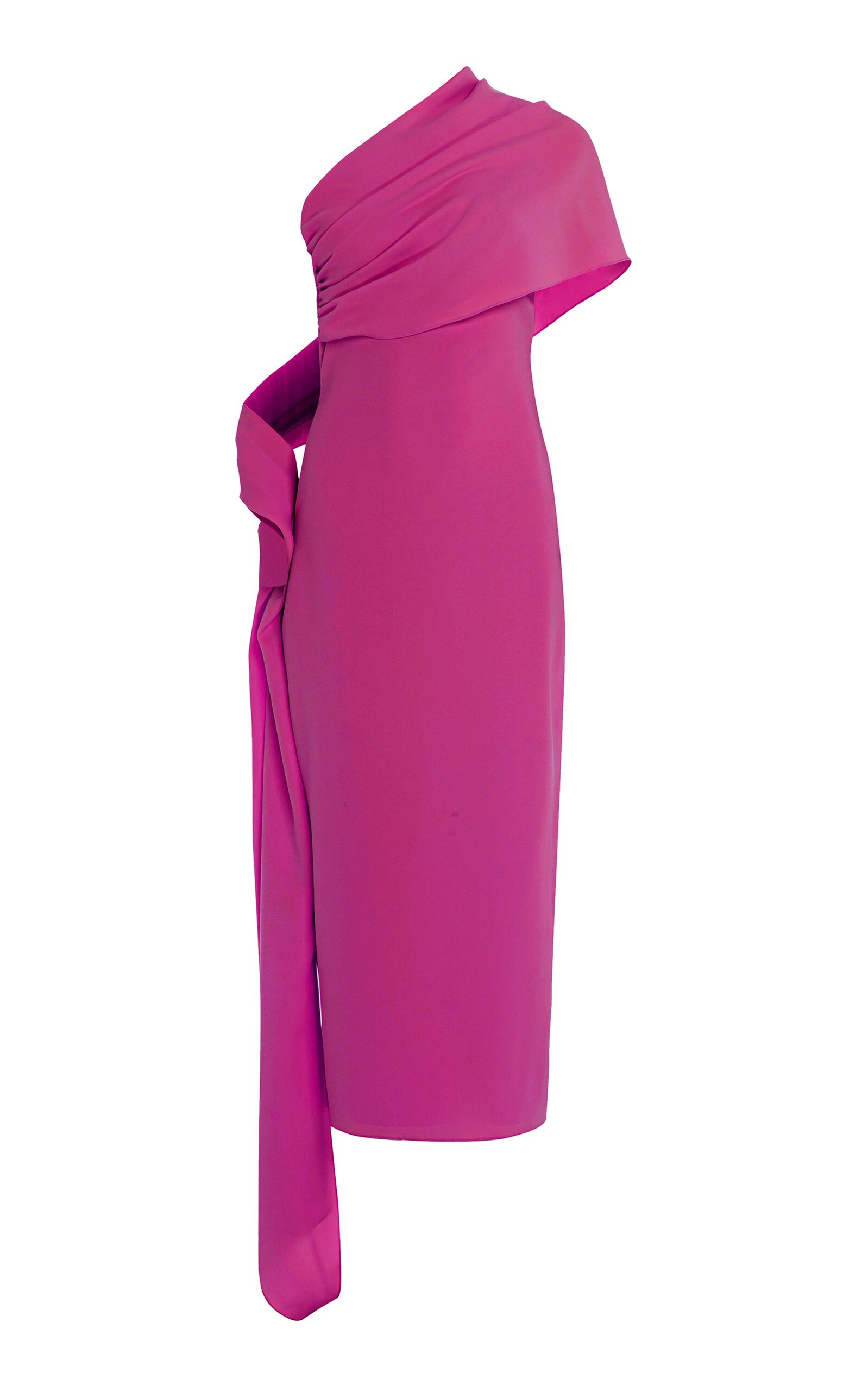 Marmar Halim Marmar Halim CapeDetailed Silk Crepe Midi Dress