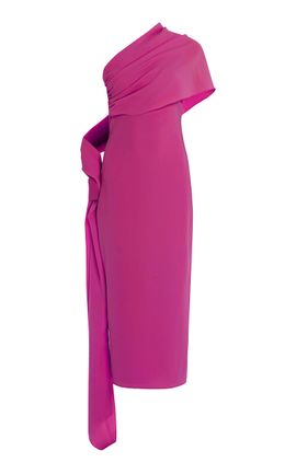 Marmar Halim Marmar Halim CapeDetailed Silk Crepe Midi Dress