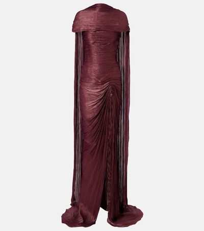 Marmar Halim Marmar Halim Draped pleated scarf-detail gown