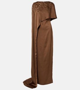 Marmar Halim Marmar Halim Embellished caped draped gown