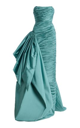 Marmar Halim Marmar Halim Exclusive Strapless Ruched Taffeta Gown