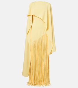 Marmar Halim Marmar Halim Giselle fringed caped crÃªpe gown
