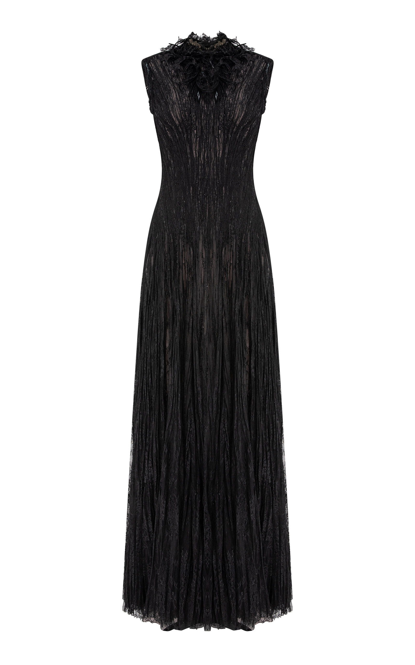 Marmar Halim Marmar Halim HighNeck Embroidered Lace Maxi Dress